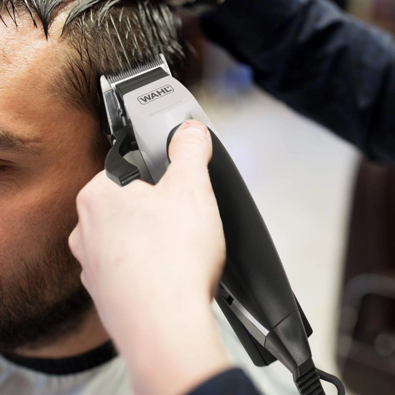 WAHL Home Cut Black Edition Hair Clipper Complete Hair Cutting Clipper with Thumb Adjustable Taper & Travel Pouch, Powerful Electromagnetic Motor with 14,400 strokes per min, Self-Sharpening Carbon Steel Blades, 10 Cutting WAHL Home Cut Black Edition Hair Clipper Complete Hair Cutting Clipper with Thumb Adjustable Taper & Travel Pouch, Powerful Electromagnetic Motor with 14,400 strokes per min, Self-Sharpening Carbon Steel Blades, 10 Cutting