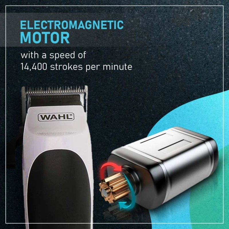 WAHL Home Cut Black Edition Hair Clipper Complete Hair Cutting Clipper with Thumb Adjustable Taper & Travel Pouch, Powerful Electromagnetic Motor with 14,400 strokes per min, Self-Sharpening Carbon Steel Blades, 10 Cutting WAHL Home Cut Black Edition Hair Clipper Complete Hair Cutting Clipper with Thumb Adjustable Taper & Travel Pouch, Powerful Electromagnetic Motor with 14,400 strokes per min, Self-Sharpening Carbon Steel Blades, 10 Cutting