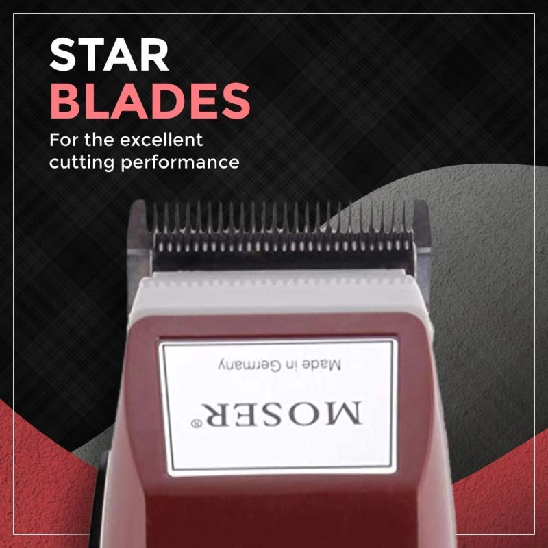 Wahl 01400-0016 Corded Steel Moser Classic Professional Hair Clipper; 0.7-3 mm; Stainless steel Star Blades for precision cutting; Red Wahl 01400-0016 Corded Steel Moser Classic Professional Hair Clipper; 0.7-3 mm; Stainless steel Star Blades for precision cutting; Red