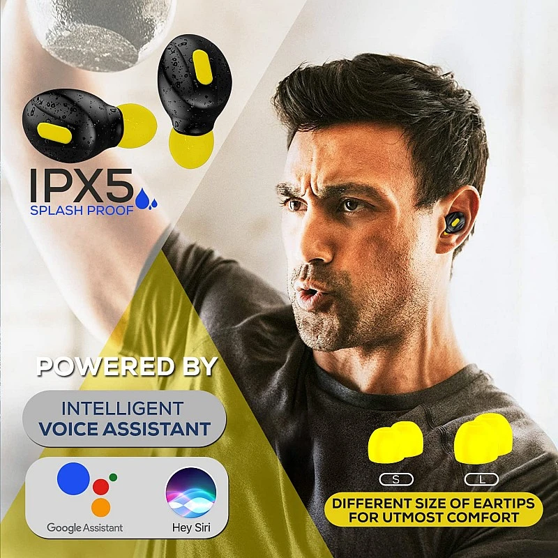 WeCool Moonwalk Mini Earbuds with Magnetic Charging Case with Digital Battery Indicator for Crisp Yellow WeCool Moonwalk Mini Earbuds with Magnetic Charging Case with Digital Battery Indicator for Crisp Yellow