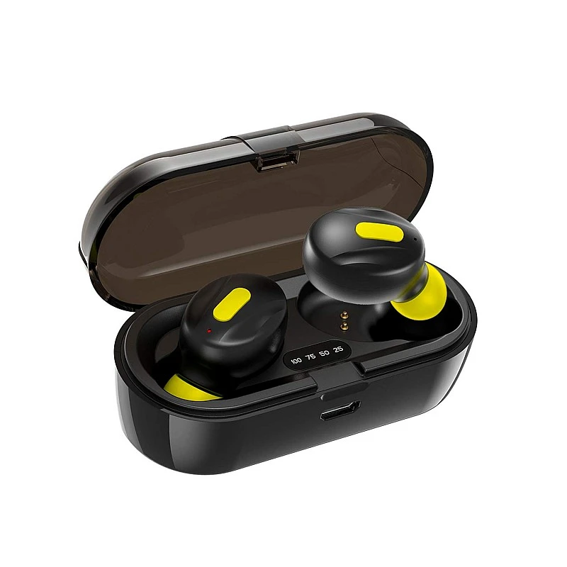 WeCool Moonwalk Mini Earbuds with Magnetic Charging Case with Digital Battery Indicator for Crisp Yellow WeCool Moonwalk Mini Earbuds with Magnetic Charging Case with Digital Battery Indicator for Crisp Yellow