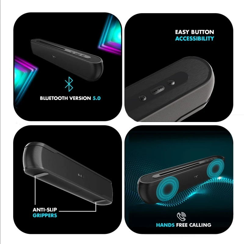 Wings Centerstage 110, 20W Soundbar, with Built-in Mobile Holder, 5.0 Bluetooth, Aux Input and 6 Hours Playtime Wings Centerstage 110, 20W Soundbar, with Built-in Mobile Holder, 5.0 Bluetooth, Aux Input and 6 Hours Playtime