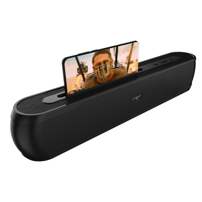 Wings Centerstage 110, 20W Soundbar, with Built-in Mobile Holder, 5.0 Bluetooth, Aux Input and 6 Hours Playtime Wings Centerstage 110, 20W Soundbar, with Built-in Mobile Holder, 5.0 Bluetooth, Aux Input and 6 Hours Playtime