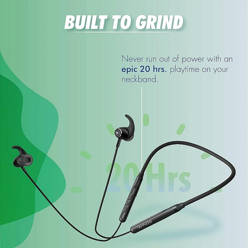 Wings Sling100, Bluetooth Wireless In Ear Earphones With Mic 5.1 Environmental Noise Cancellation, Vibration Alert 20 Hours Playtime - Black, (Wl-Sling100-Blk) Wings Sling100, Bluetooth Wireless In Ear Earphones With Mic 5.1 Environmental Noise Cancellation, Vibration Alert 20 Hours Playtime - Black, (Wl-Sling100-Blk)