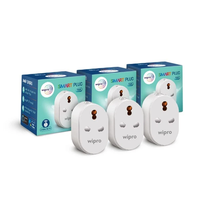 Wipro 16A Wi-Fi Smart Plug with Energy Monitoring- Suitable for Large Appliances like Geysers, Microwave Ovens, Air Conditioners (Works with Alexa and Google Assistant)- White Wipro 16A Wi-Fi Smart Plug with Energy Monitoring- Suitable for Large Appliances like Geysers, Microwave Ovens, Air Conditioners (Works with Alexa and Google Assistant)- White