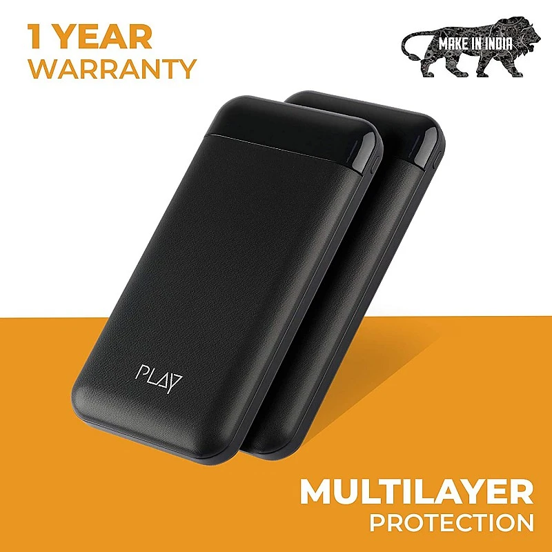 World Of PLAY 20000mAh Power Bank PBA20 Black with Li-Polymer Batteries and Fast Charging Smart Watches Neckbands Other Devices World Of PLAY 20000mAh Power Bank PBA20 Black with Li-Polymer Batteries and Fast Charging Smart Watches Neckbands Other Devices