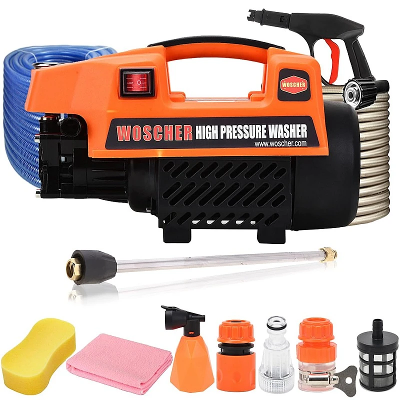 Woscher 878 High Pressure Washer 150 Bars,1800 Watts,8L/ Min Water Flow Rate,8 Metres Outlet Hose, Portable for Car, Bike and Car Washer High Pressure Pump for Home Use Cleaning|18 Months Warranty Woscher 878 High Pressure Washer 150 Bars,1800 Watts,8L/ Min Water Flow Rate,8 Metres Outlet Hose, Portable for Car, Bike and Car Washer High Pressure Pump for Home Use Cleaning|18 Months Warranty
