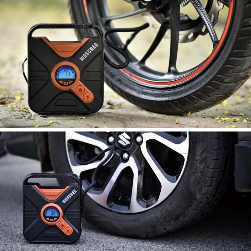 Woschaerr Digital Tyre Inflator for Car - 300 psi, 12V DC Portable Air Pump/Compressor with Digital Tyre Pressure Gauge, for Car, Bikes, Bicycles or Any Inflatable with LED/SOS Light| 2 Years Warranty Woschaerr Digital Tyre Inflator for Car - 300 psi, 12V DC Portable Air Pump/Compressor with Digital Tyre Pressure Gauge, for Car, Bikes, Bicycles or Any Inflatable with LED/SOS Light| 2 Years Warranty
