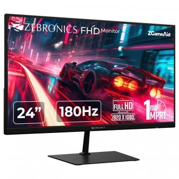 ZEBRONICS N24A 24"(60.4 cm) Gaming Monitor, FHD 1920x1080, IPS-Antiglare Display, 280Nits, 180Hz, 1ms MPRT, HDR10, 99% sRGB, Adaptive Sync, 1 x DP | 1 x HDMI | 1 x 3.5mm