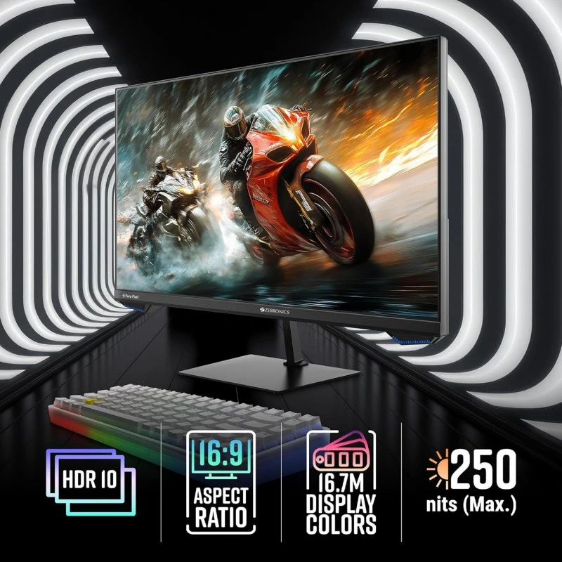 ZEBRONICS N24A 24"(60.4 cm) Gaming Monitor, FHD 1920x1080, IPS-Antiglare Display, 280Nits, 180Hz, 1ms MPRT, HDR10, 99% sRGB, Adaptive Sync, 1 x DP | 1 x HDMI | 1 x 3.5mm ZEBRONICS N24A 24"(60.4 cm) Gaming Monitor, FHD 1920x1080, IPS-Antiglare Display, 280Nits, 180Hz, 1ms MPRT, HDR10, 99% sRGB, Adaptive Sync, 1 x DP | 1 x HDMI | 1 x 3.5mm