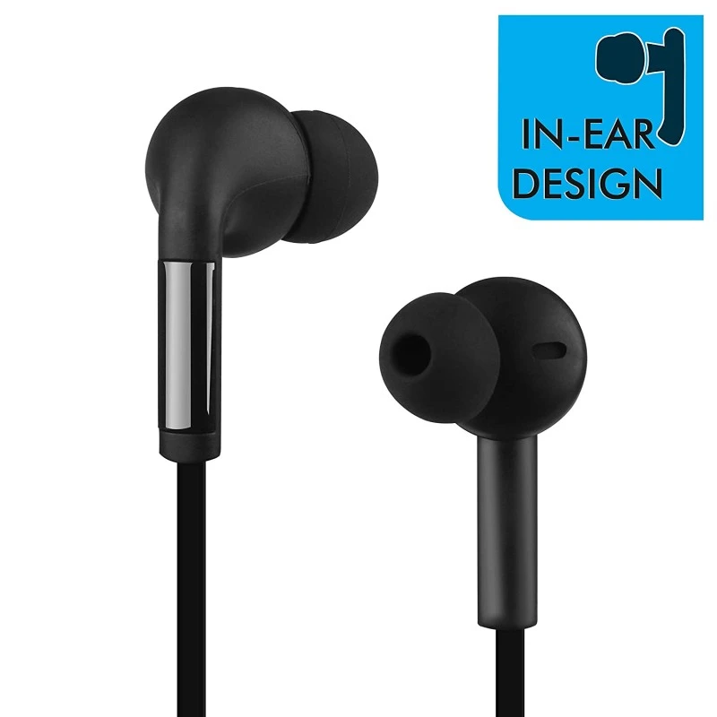 ZEBRONICS Zeb-Ease Wired in Ear Earphone with Mic (Black)- ZEBRONICS Zeb-Ease Wired in Ear Earphone with Mic (Black)-