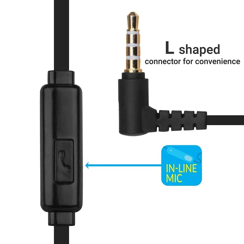 ZEBRONICS Zeb-Ease Wired in Ear Earphone with Mic (Black)- ZEBRONICS Zeb-Ease Wired in Ear Earphone with Mic (Black)-