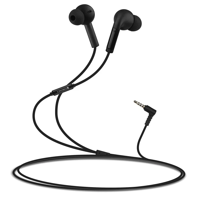 ZEBRONICS Zeb-Ease Wired in Ear Earphone with Mic (Black)- ZEBRONICS Zeb-Ease Wired in Ear Earphone with Mic (Black)-