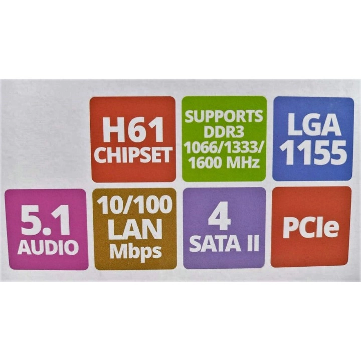 Zebronics H61 Motherboard ATX Intel LGA 1155 Socket | 6USB,1VGA,1LAN,1Audio,1HDMI Port, DDR3