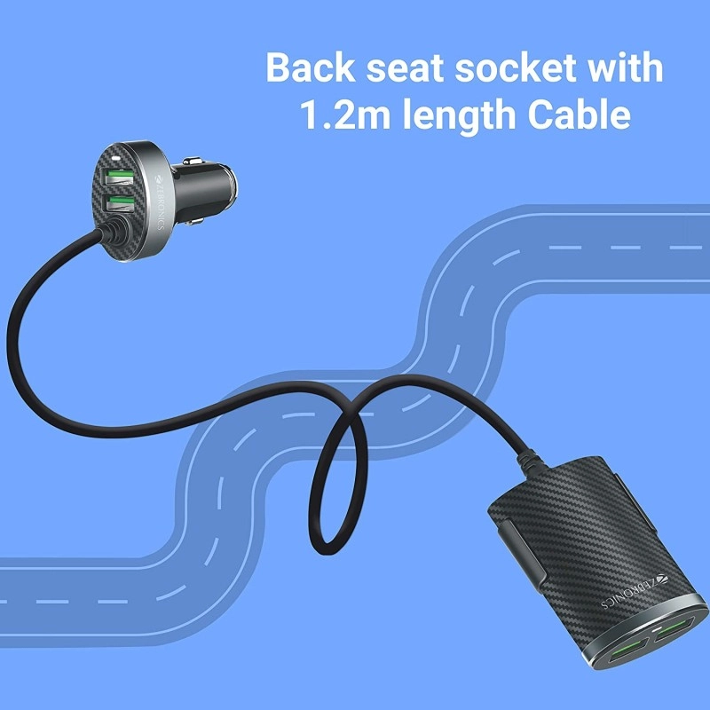 Zebronics ZEB-CC514AE Dual Port Front Back seat car Charger That Comes with Fast Charge Zebronics ZEB-CC514AE Dual Port Front Back seat car Charger That Comes with Fast Charge