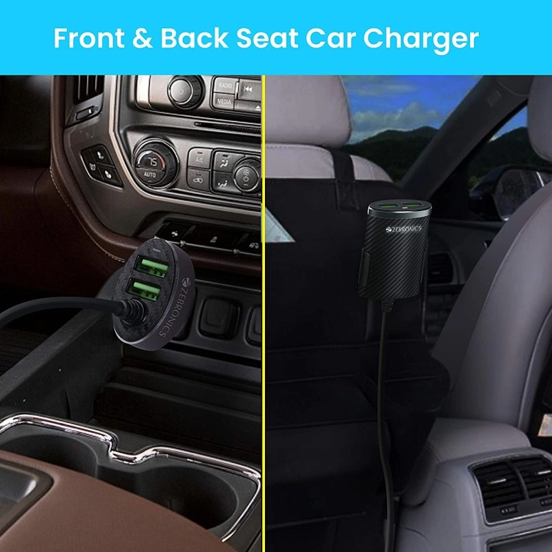 Zebronics ZEB-CC514AE Dual Port Front Back seat car Charger That Comes with Fast Charge Zebronics ZEB-CC514AE Dual Port Front Back seat car Charger That Comes with Fast Charge