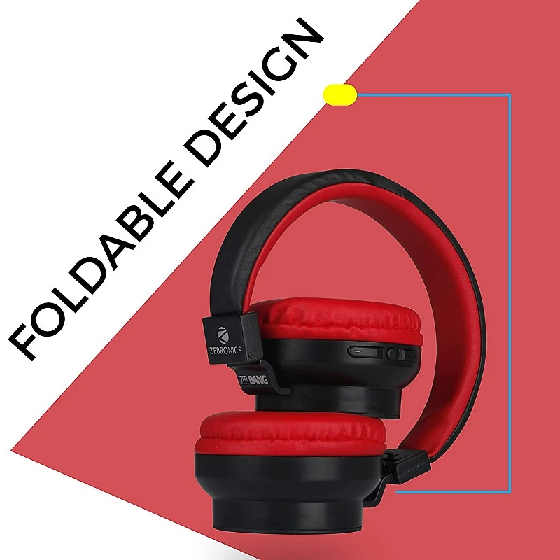 Zebronics Zeb-Bang Bluetooth Wireless Over Ear Headphones with Mic (Orange) Zebronics Zeb-Bang Bluetooth Wireless Over Ear Headphones with Mic (Orange)