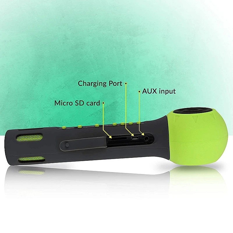 Zebronics Zeb-Fun 3 W Karaoke Mic Comes with Bluetooth Supporting Speaker, mSD Card, AUX and Media Control(Green) Zebronics Zeb-Fun 3 W Karaoke Mic Comes with Bluetooth Supporting Speaker, mSD Card, AUX and Media Control(Green)