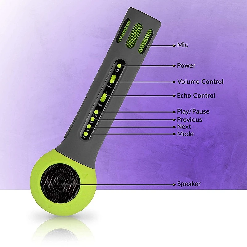 Zebronics Zeb-Fun 3 W Karaoke Mic Comes with Bluetooth Supporting Speaker, mSD Card, AUX and Media Control(Green) Zebronics Zeb-Fun 3 W Karaoke Mic Comes with Bluetooth Supporting Speaker, mSD Card, AUX and Media Control(Green)
