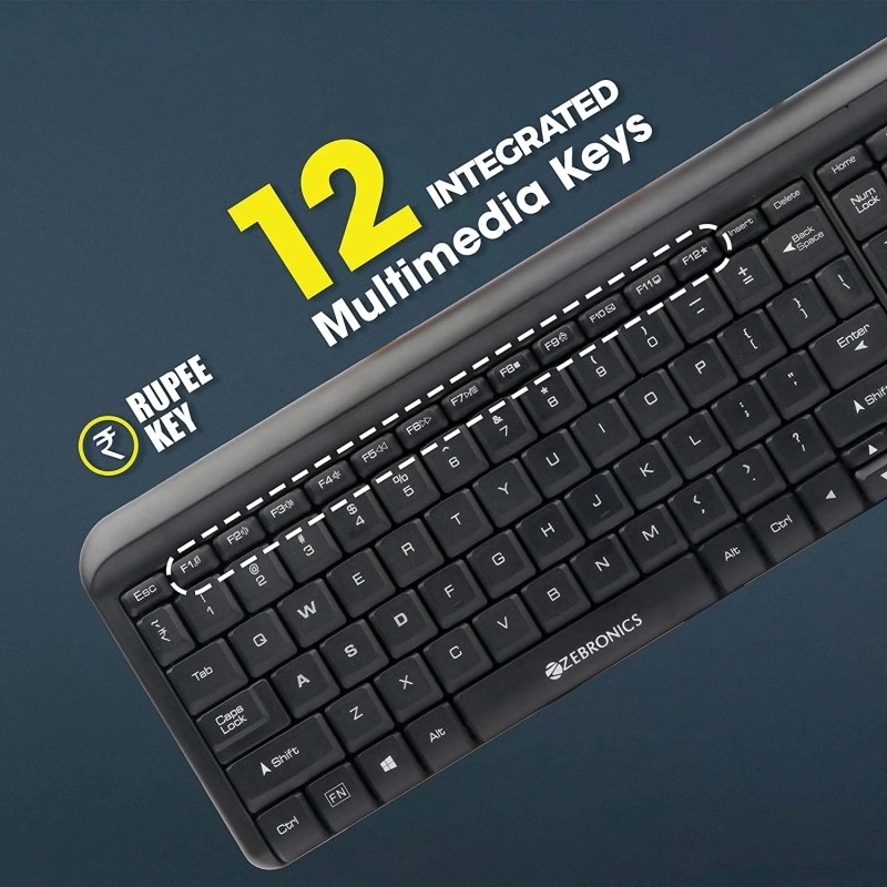 Zebronics Zeb-Glide USB Wired Multimedia Keyboard for PC/Laptop Gold Plated USB Connector Zebronics Zeb-Glide USB Wired Multimedia Keyboard for PC/Laptop Gold Plated USB Connector