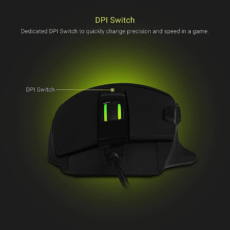 Zebronics Zeb Tempest - Premium USB Gaming Mouse with 7 Buttons, Upto 3200 DPI, RGB LED Modes and 1.8 Metre Braided Cable Zebronics Zeb Tempest - Premium USB Gaming Mouse with 7 Buttons, Upto 3200 DPI, RGB LED Modes and 1.8 Metre Braided Cable