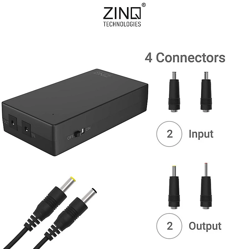 Zinq 12V 2A UPS for Router, Intercom, CCTV, Set-top Box with Upto 4 Hours Power Backup ZQ-6600 (Black) Zinq 12V 2A UPS for Router, Intercom, CCTV, Set-top Box with Upto 4 Hours Power Backup ZQ-6600 (Black)