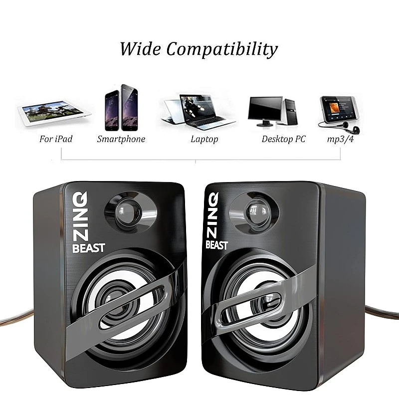 Zinq ZQS111-Beast Portable Laptop/Desktop USB 2.0 Powered Multimedia Speaker with AUX Input, deep bass, LED Lights (Black) Zinq ZQS111-Beast Portable Laptop/Desktop USB 2.0 Powered Multimedia Speaker with AUX Input, deep bass, LED Lights (Black)