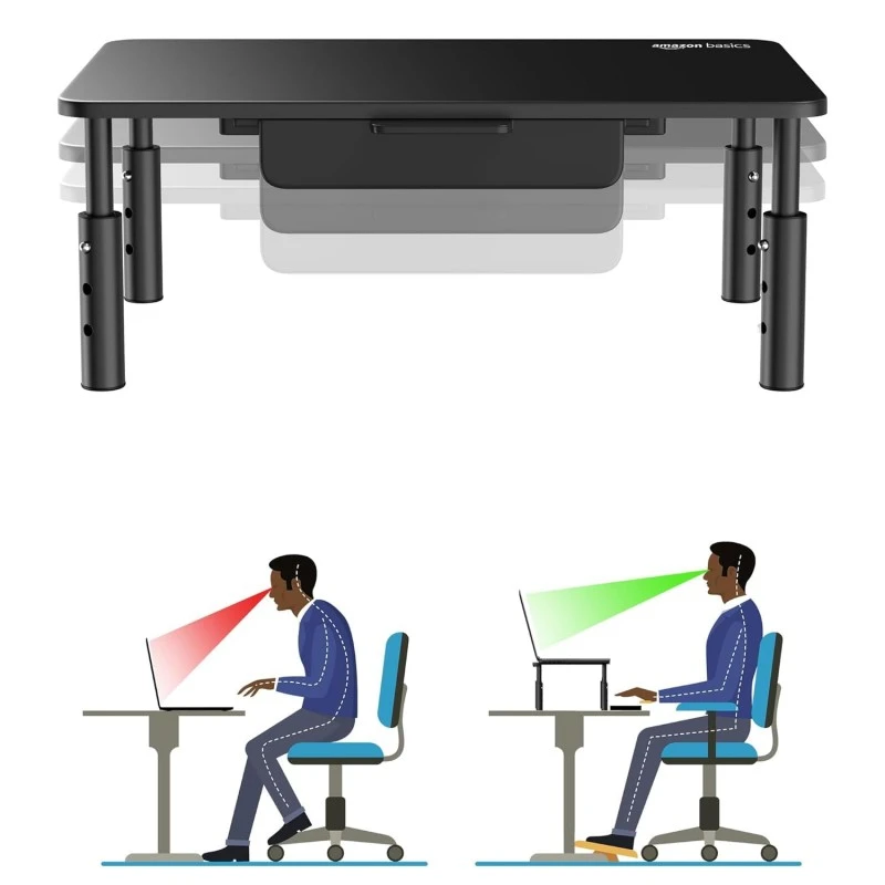 amazon basics Monitor Stand/Laptop Stand for Desk | Compatible with 24",27",29" and 32" Inch, Laptop, PC, and Printer | Height Adjustable | Durable Steel Construction amazon basics Monitor Stand/Laptop Stand for Desk | Compatible with 24",27",29" and 32" Inch, Laptop, PC, and Printer | Height Adjustable | Durable Steel Construction
