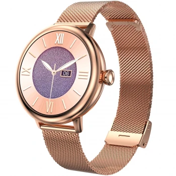 beatXP Eva 1.2" Super AMOLED Display, Bluetooth Calling Smart Watch for Women, Metal Body, 360 * 360px, Menstrual Tracker, 100+ Sports Modes, 24/7 Health Tracking, Rotary Crown, IP68 (Gold)