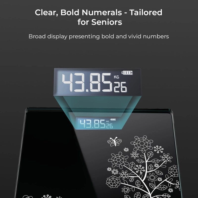 beatXP Floral Digital Bathroom Weighing Scale with LCD Panel & Thick Tempered Glass, Electronic Weight Machine for Human Body - 2 Year Warranty
