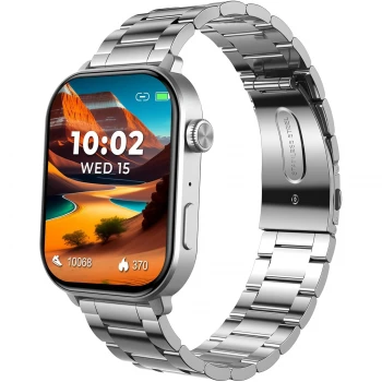 beatXP Unbound Pro 1.96" Super AMOLED Display Bluetooth Calling Smart Watch, Metal Body, Rotary Crown, 410 * 502px, 800 Nits, 60Hz Refresh Rate, 100+ Sports Modes, 24/7, IP67 (Silver)
