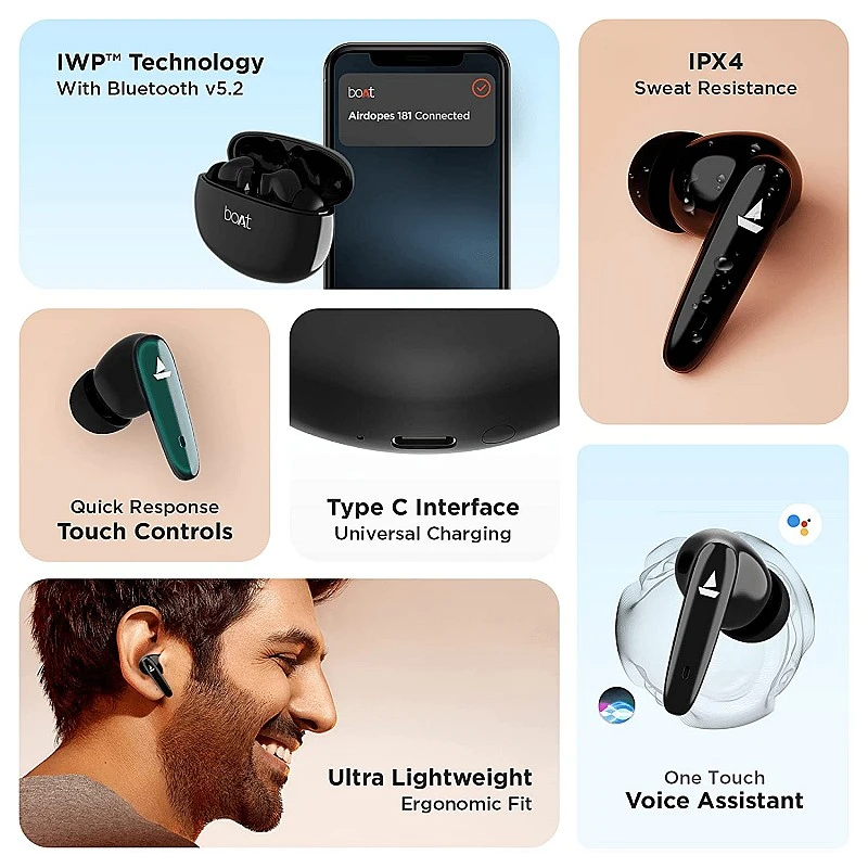 boAt Airdopes 181 in-Ear True Wireless Earbuds (Carbon Black) boAt Airdopes 181 in-Ear True Wireless Earbuds (Carbon Black)