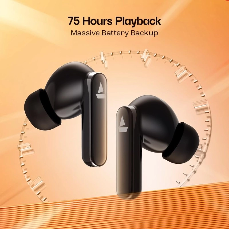 boAt Airdopes 301 TWS Earbuds w/ 75 hrs Playtime, Quad Mics with ENx, ASAP Charge, IWP Tech, Beast Mode with 50ms Low Latency, 10mm Drivers, Bluetooth v5.3 & IPX5 Resistance