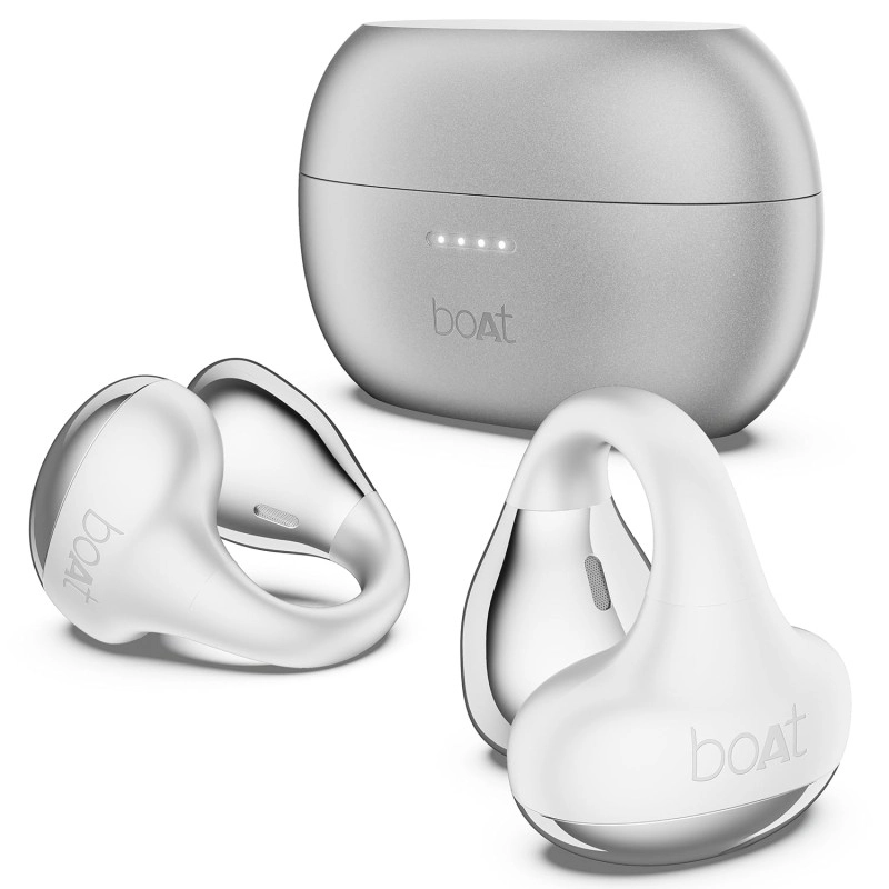 boAt Airdopes Loop in Ear Earbuds Bluetooth W/Clip-On Fit, Air Conduction Tech, 50HRS Battery, 4Mics Enx, Dual EQ Modes, 12Mm Drivers, 40Ms Latency, ASAP Charge, OWS Ear Buds Earphones boAt Airdopes Loop in Ear Earbuds Bluetooth W/Clip-On Fit, Air Conduction Tech, 50HRS Battery, 4Mics Enx, Dual EQ Modes, 12Mm Drivers, 40Ms Latency, ASAP Charge, OWS Ear Buds Earphones