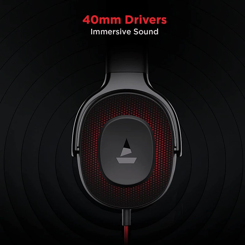 boAt BassHeads 950v2 Wired Over Ear Headphones with Mic Raging Black boAt BassHeads 950v2 Wired Over Ear Headphones with Mic Raging Black