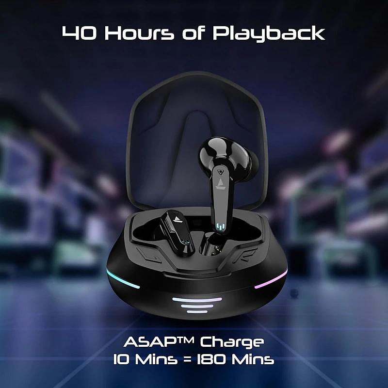 boAt Immortal 181, 40HRS Battery, 4Mics ENx, 40ms Low Latency, RGB Led Lights, Fast Charge, IWP Tech, v5.3 Bluetooth Earbuds, TWS Ear Buds Wireless Earphones with mic, Gaming Earbuds (Black Sabre) boAt Immortal 181, 40HRS Battery, 4Mics ENx, 40ms Low Latency, RGB Led Lights, Fast Charge, IWP Tech, v5.3 Bluetooth Earbuds, TWS Ear Buds Wireless Earphones with mic, Gaming Earbuds (Black Sabre)