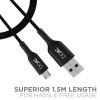 boAt Micro USB 150 Tangle-Free, Sturdy Micro USB Cable with 2A Fast Charging & 480mbps Data Transmission, 10000+ Bends Lifespan & Extended 1.5m Length Black