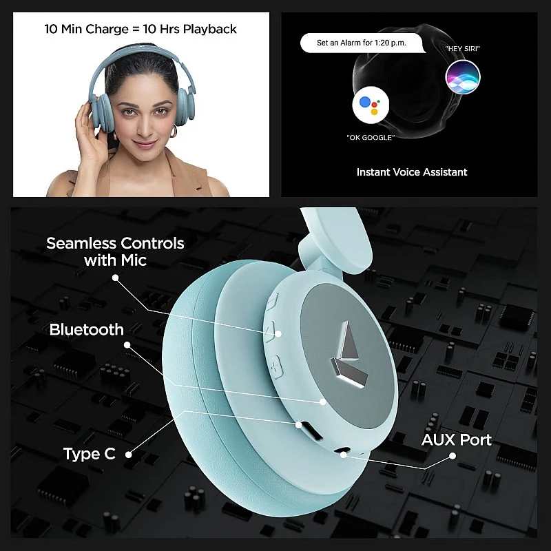 boAt rockerz 450 pro bluetooth wireless on ear headphones with mic aqua blue Refurbished boAt rockerz 450 pro bluetooth wireless on ear headphones with mic aqua blue Refurbished
