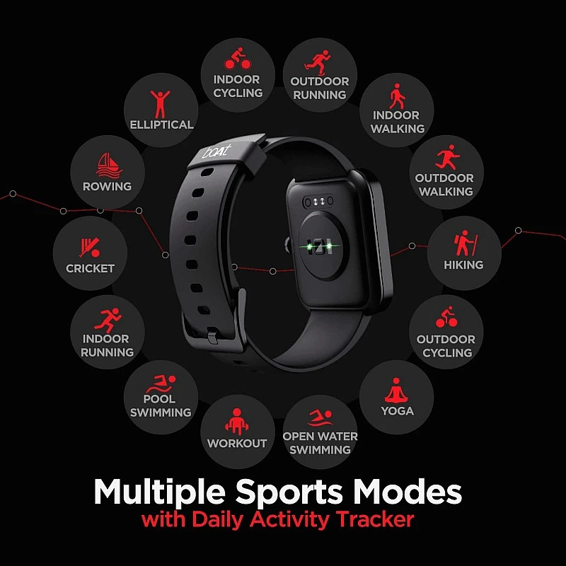 boAt Xtend SmartWatch with Alexa Built-in, 1.69” HD Display, Multiple Watch Faces, Stress Monitor (Charcoal Black) boAt Xtend SmartWatch with Alexa Built-in, 1.69” HD Display, Multiple Watch Faces, Stress Monitor (Charcoal Black)