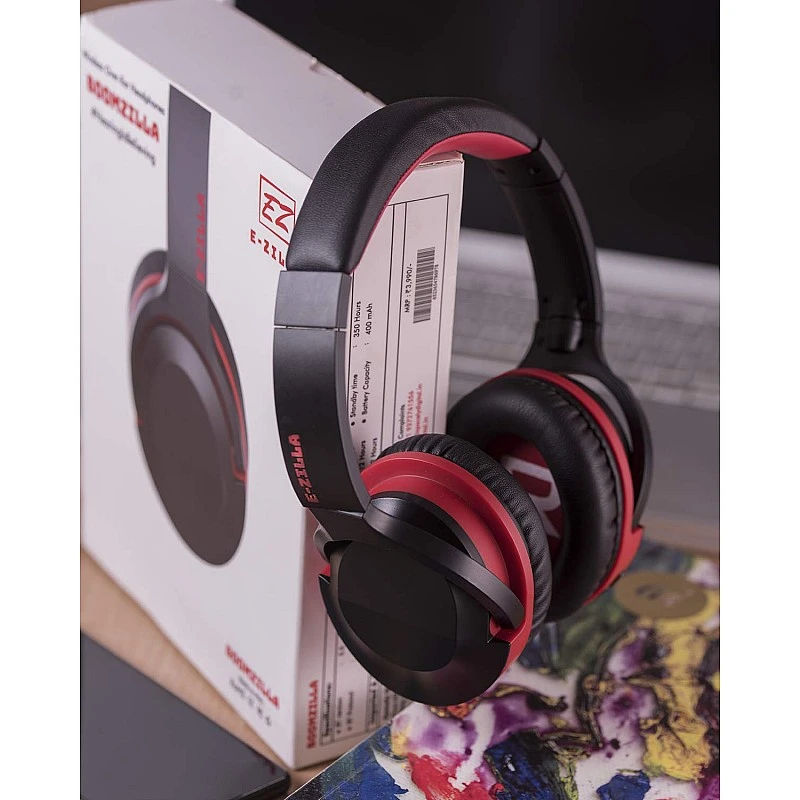 E-Zilla BoomZilla Bluetooth Headphones with Passive Noise Cancellation and 12 Hour Battery Life Black E-Zilla BoomZilla Bluetooth Headphones with Passive Noise Cancellation and 12 Hour Battery Life Black