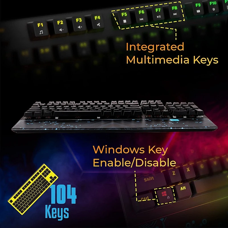 ZEBRONICS Zeb-MAX Chroma Premium Mechanical Gaming Keyboard with 104 Tactile Switch Keys ZEBRONICS Zeb-MAX Chroma Premium Mechanical Gaming Keyboard with 104 Tactile Switch Keys