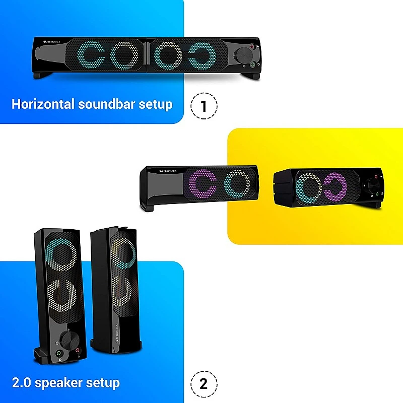 Zebronics Zeb Wonderbar 10 USB Powered 2.0 Computer Speaker with RGB Lights Zebronics Zeb Wonderbar 10 USB Powered 2.0 Computer Speaker with RGB Lights