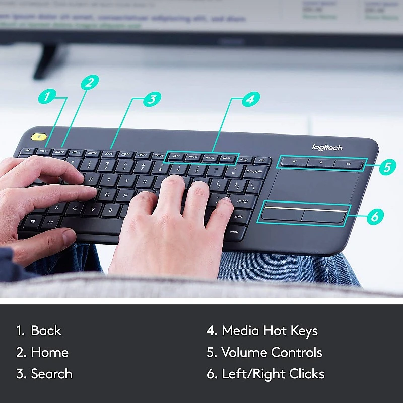 Logitech K400 Plus Wireless Livingroom Keyboard Black Logitech K400 Plus Wireless Livingroom Keyboard Black