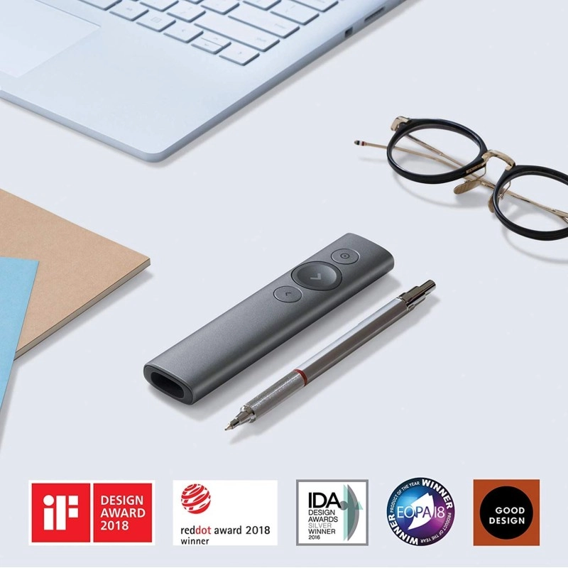 logitech Spotlight Wireless Presentation Remote, 2.4 Ghz and Bluetooth, USB-Receiver, Digital Laser Pointer, 30-Meter Operating Range, Dual Connectivity for Timer PC/Mac/Android/iOS - Gold