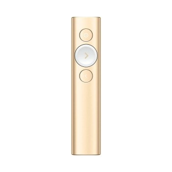 logitech Spotlight Wireless Presentation Remote, 2.4 Ghz and Bluetooth, USB-Receiver, Digital Laser Pointer, 30-Meter Operating Range, Dual Connectivity for Timer PC/Mac/Android/iOS - Gold