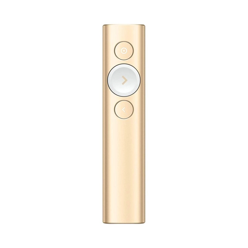 logitech Spotlight Wireless Presentation Remote, 2.4 Ghz and Bluetooth, USB-Receiver, Digital Laser Pointer, 30-Meter Operating Range, Dual Connectivity for Timer PC/Mac/Android/iOS - Gold