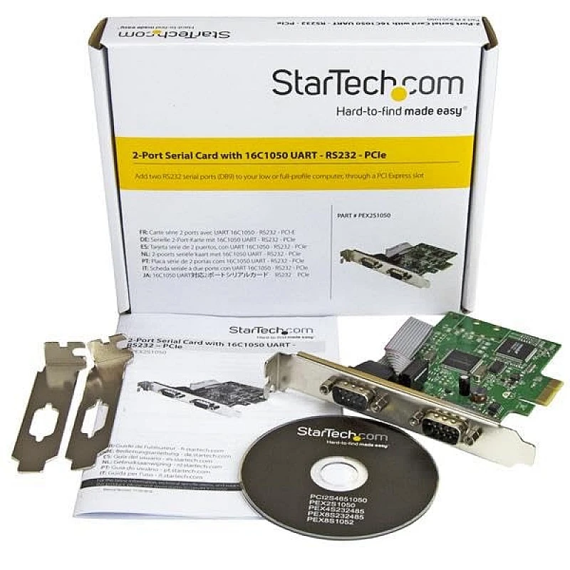 StarTech.com PCI Express Serial Card – 2 Port – Dual Channel 16C1050 UART – Serial Port PCI Card – Serial Expansion Card StarTech.com PCI Express Serial Card – 2 Port – Dual Channel 16C1050 UART – Serial Port PCI Card – Serial Expansion Card