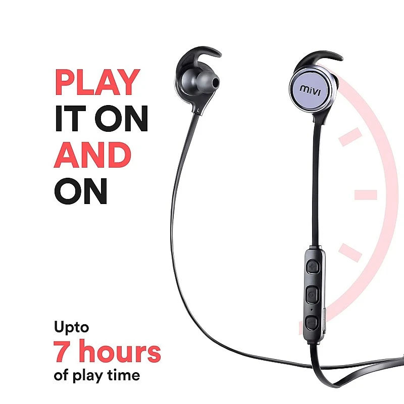 Mivi Thunder Beats Wireless Bluetooth Earphones with Stereo Sound and Hands-Free Mic (Gun Metal)- Mivi Thunder Beats Wireless Bluetooth Earphones with Stereo Sound and Hands-Free Mic (Gun Metal)-