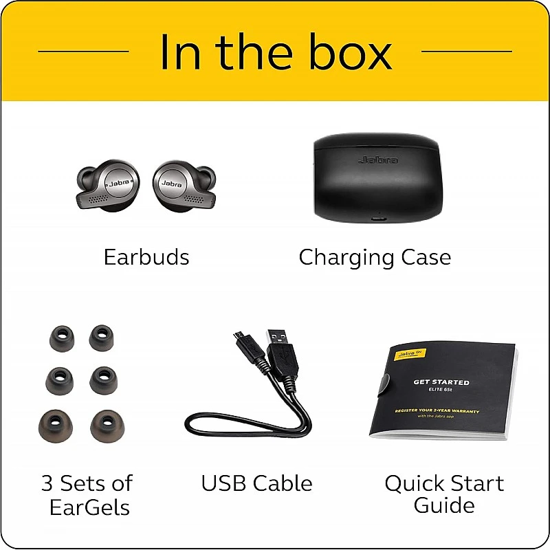 Jabra Elite 65t Alexa Enabled True Wireless Earbuds with Charging Case – Titanium Black Jabra Elite 65t Alexa Enabled True Wireless Earbuds with Charging Case – Titanium Black