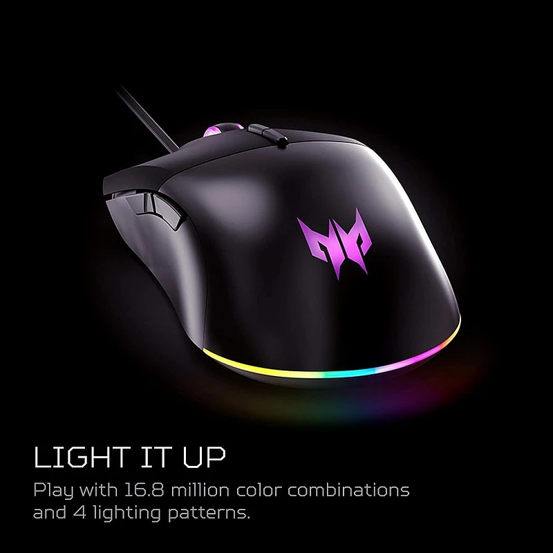Acer Predator Cestus 330 Gaming Mouse: 16000 On-The-Fly DPI - RGB Lighting - 7 - Black